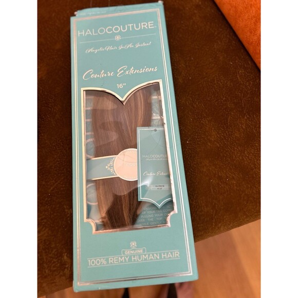 Halo couture hair extensions halo wire 16” color 4/27 medium brown w highlights main image 11
